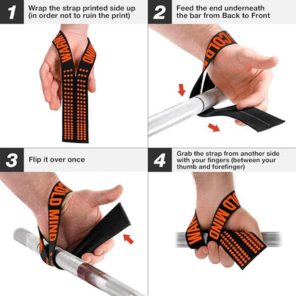 WARM BODY COLD MIND V1 Lifting Wrist Straps for Olympic Weightlifting - Rated at 660 lb - Hand Wraps for Powerlifting, Weight Lifting, Bodybuilding Functional/Cross Training, Deadlift Gym Bar, Cotton