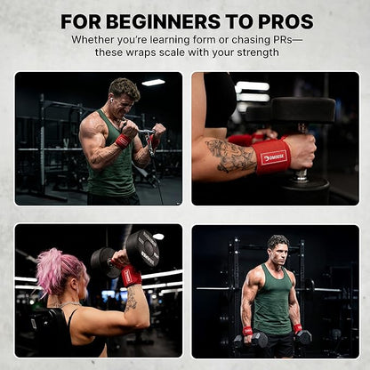 DMoose Fitness Wrist Wraps for Weightlifting 18" - Heavy Duty Gym Wrap with Hand Thumb Loop for Support & Pain Relief, USPA Approved Powerlifting, Weight Lifting Wrist Straps for Men & Women Work Out
