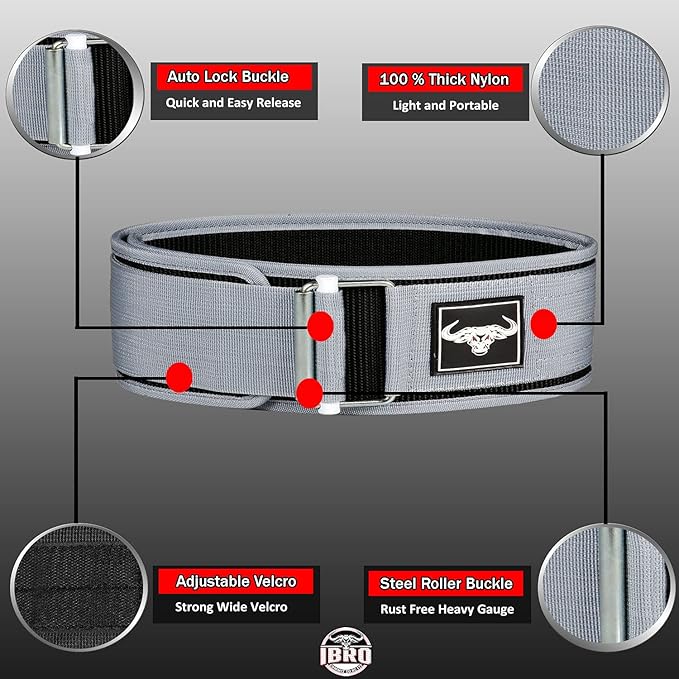 IBRO Quick Locking Premium Weight Lifting Belt - Back Support for Powerlifting, Cross Training & Gym Bodybuilding - 4 Inch Nylon Men and Women with Metal Buckle for Core Stability