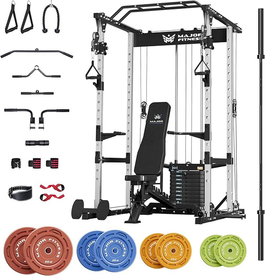 MAJOR FITNESS Drone1 Power Cage - Multi-Function Power Rack for Home Gym, Squat Rack, Cable Crossover System, for Strength Training