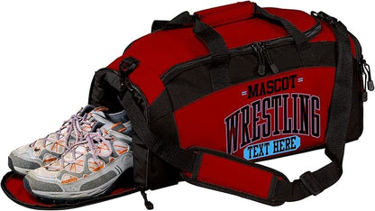 Personalized Wrestling Duffel Bag with Shoe Compartment – Custom Name Wrestling Gear Bag – Athlete Gym Bag for Boys & Girls – Team Travel Sports Duffel with Separate Shoe Pocket