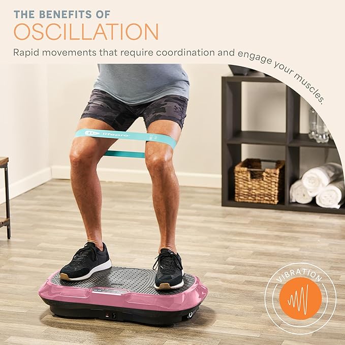 Lifepro Waver Vibration Plate Exercise Machine for Lymphatic Drainage, Muscle Activation, Full-Body Workout Vibrating Platform with Loop Bands, Fitness Equipment for Strength Toning & Fat Loss