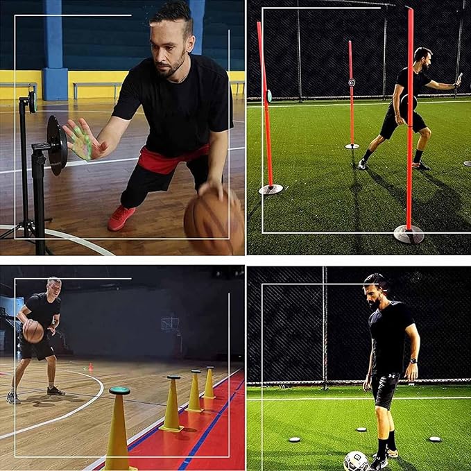 Reaction Training LED Lights, Reaction Training Light Kits with Organizing Box, 1 Main Control Light and 6 Training Lights, 15 M Control Distance, for Basketball, Fitness, Fighting, Football