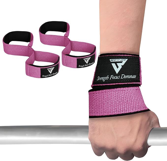 Weight Lifting Straps Figure 8, Anti Slip Strap with cuffs wrist Support for Gym Workout Deadlift Powerlifting Bodybuilding Weightlifting, Fitness Strength Training, Hand Bar Grip for Men