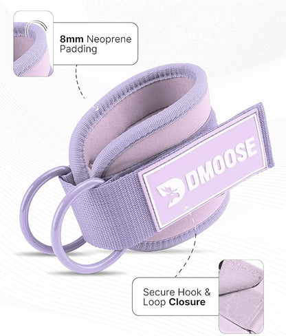 DMoose Fitness Ankle Strap for Cable Machine - One Size Fit with Premium Padding Cuffs, Ankle Bands for Working Out, Booty Workouts, Leg Extension, Hip Abductors, Kickbacks & Lower Body Exercises