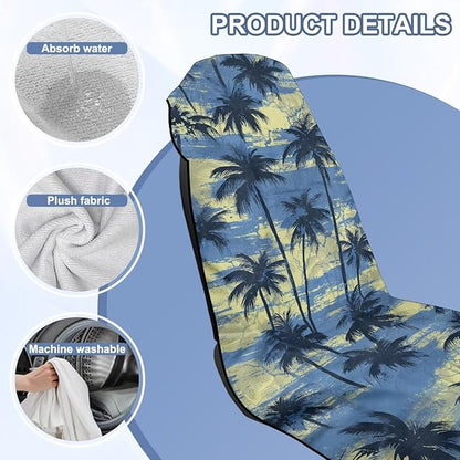 Bulopur Tropical Palm Tree Car Seat Towel Cover Waterproof Sweat Towel Car Seat Cover Anti-Slip Bucket Seat Protector for Swimming Pool Camping Beach Yoga Towels Mat