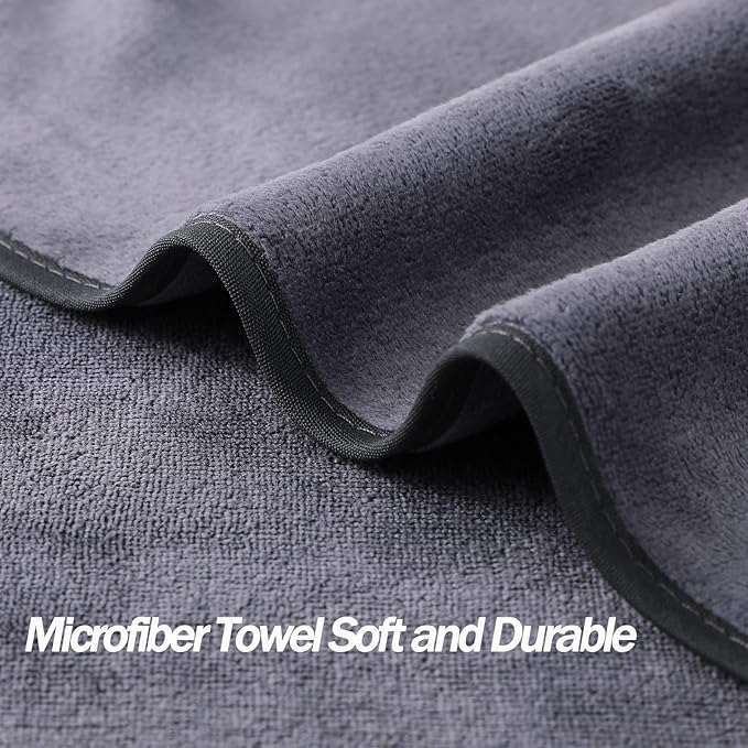 Microfiber Gym Towels Bigger Size Super Soft for Exercise Fitness, Sports, Workout, 380-GSM 15-Inch x 31-Inch Quick-Drying Towels (3 Pack, Grey+Blue+Navy Blue)