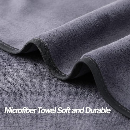 Microfiber Gym Towels Bigger Size Super Soft for Exercise Fitness, Sports, Workout, 380-GSM 15-Inch x 31-Inch Quick-Drying Towels (3 Pack, Grey+Blue+Navy Blue)