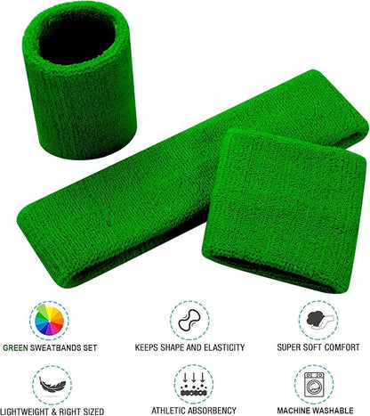 Sweatbands Headband and Wrist Set, Cotton Sweat Band for Athletic Men and Women, Sweatbands Sports Headbands for Working Out, Running, Basketball, Tennis, Yoga