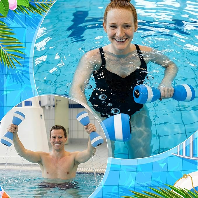 Hungdao Water Aerobics Set for Aquatic Exercise Include Foam Water Dumbbell Swim Aquatic Cuffs Ankle Arm for Sport Swimming Glove Pool Resistance Weights Fitness Equipment for Workout Training