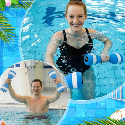 Hungdao Water Aerobics Set for Aquatic Exercise Include Foam Water Dumbbell Swim Aquatic Cuffs Ankle Arm for Sport Swimming Glove Pool Resistance Weights Fitness Equipment for Workout Training