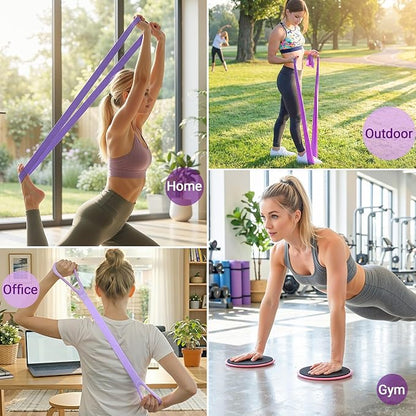 Rhino Valley Home Pilates Kit for Women, Pilates Equipment with 13'' Magic Circle, Mini Ball, 5 Resistance Bands, Bag & Guides, Beginner Home Workout Essentials Set for Full-Body Exercise