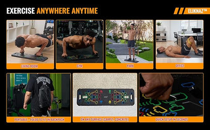 Portable Push Up Board Gym Kit 25-in-1, Foldable Push Up Station & Exercise Board Workout Set with 18 Accessories, Resistance Bands & Handles, Ankle Straps for Men, Women & Teens
