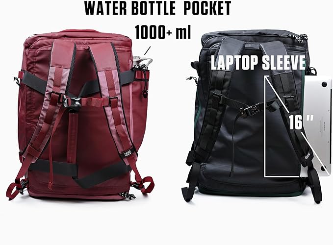 Utility Duffle Bag 40L, Convertible Backpack for Travel, Gym & Commute, Water Repellent
