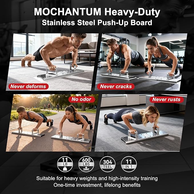 Push Up Bar - Heavy-Duty Stainless Steel Pushup Stands with Non-Slip Base, 500LB Capacity, Portable Home Gym Equipment for Strength Training & Floor Workouts