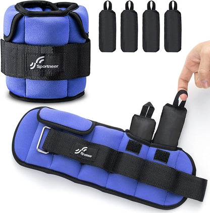 Sportneer Upgrade Adjustable Ankle and Wrist Weights for Women and Men 1-7 lbs / 1-10 lbs Set | Comfortable, Secure Fit for Walking, Running, Fitness, Physical Therapy, Home Gym
