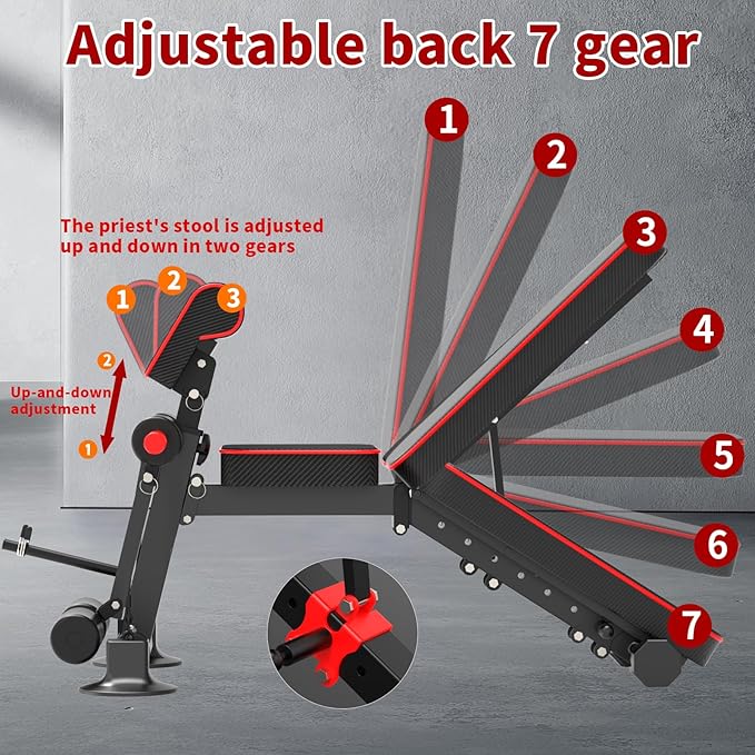 Adjustable Weight Bench multi-function Workout Bench for Home Gym,Foldable Incline Decline Benches for Full Body Workout 660LBS