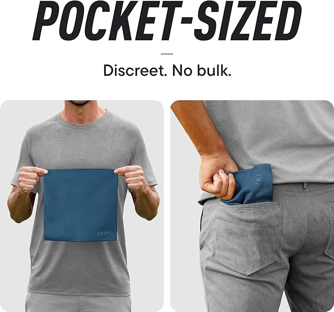 Pocket-Sized Sweat Towels - The Original Sweat Absorbing Handkerchiefs - Quick-Dry Microfiber Sweat Rags for Face, Hands, & Body - Men & Women - Gym, Sports, and Work (Blue: 5 Pack)