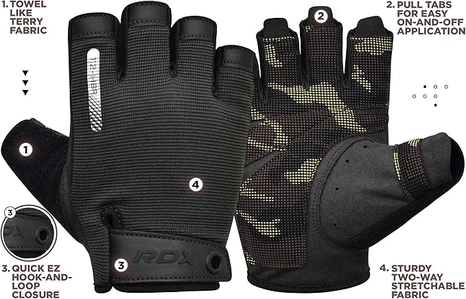 RDX Weight Lifting Gloves, Additional Stretchable Long Wrist Support, Full Palm Grip, Men Women Fitness HIIT Workout, Bodybuilding Powerlifting Strength Training Cycling Exercise Home Gym Equipment