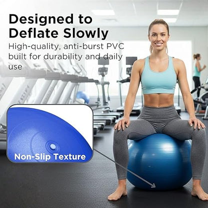 THERABAND Pro Series Exercise Ball, 30" Blue Stability Ball for 6'2"–6'8" Users, Anti-Burst Yoga & Pilates Ball, Balance & Core Trainer, For Athletes Fitness at Gym & Home