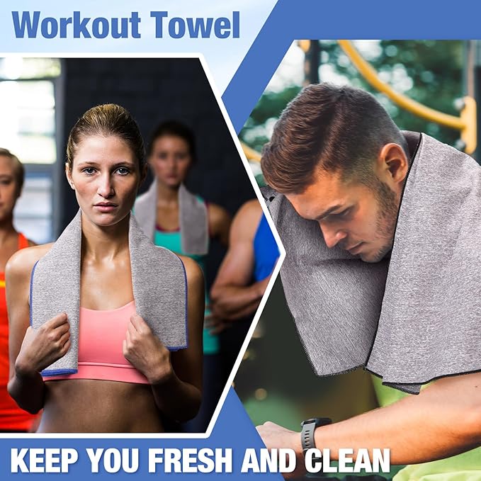 Peryiter 8 Pack Microfiber Quick Dry Gym Towels, Odor-Free Absorbent Fiber, Fast Drying Working Out Towel for Men & Women Hot Yoga Sweat Sports Exercise Fitness Gear (Forest Color)