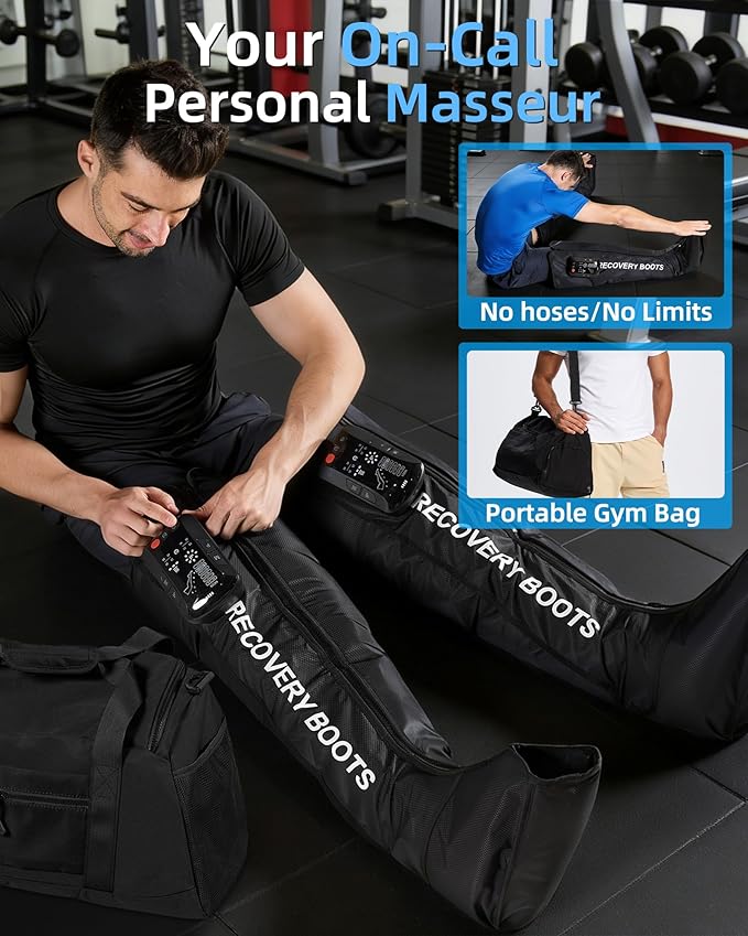 YINGGG Leg Massager with Heat and Compression: Cordless Recovery System for Improved Circulation, Professional Foot Massage Boots with 5 Massage Areas, 8 Intensities(Two Legs)-Small
