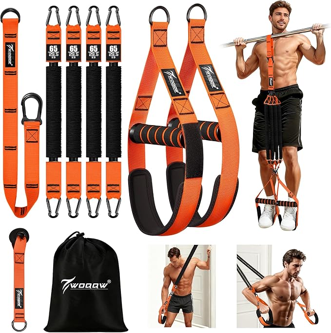 Pull Up Assistance Bands, Heavy Duty Resistance Bands with Handles, Exercise Band with Door Anchor, Adjustable Workout Band Set for Pull Up Bar, Full Body Strength&Muscle Training, Recovery, Home Gym