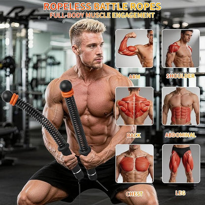 Ropeless Battle Ropes Adjustable Weight, Portable Cordless Battle Ropes for Home Gym with Storage Bag, High Calorie Burn for Men & Women, Fitness Equipment for HIIT & Low-Impact Aerobic Training
