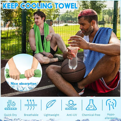Redbaker 30 Pcs Cooling Towels 3 Sizes 40/35/31" Ice Towel Chilly Yoga Towel Microfiber Gym Towels for Neck Face Sports Workout Running Fitness Accessories, 10 Colors