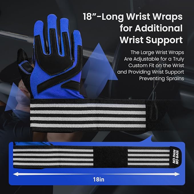 FINGER TEN Weightlifting Workout Gloves Full Half Finger with Wrist Strap Support, Padded Grip for Weight Lifting Gym Fitness Exercise Training Men Male