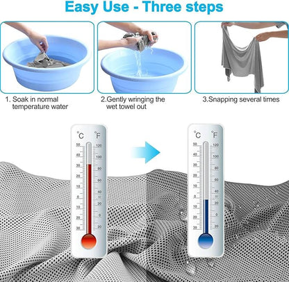 Sports Towel for Instant Cooling Relief Microfiber Towels for Golf Workout Swimming Gym Yoga Travel Camping Fitness 40"x12" Sweat Towel (Blue+Gray)
