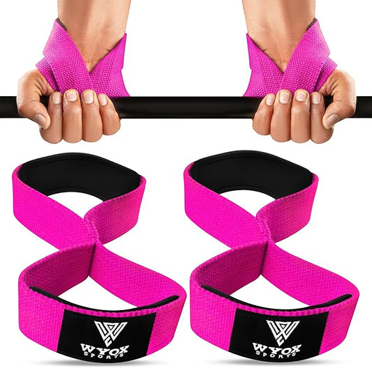 WYOX Figure 8 Weight Lifting Straps for Weightlifting Heavy Duty Deadlifting Workout Straps | Wrist Wraps Gym Equipment Gear Men Women PAIR
