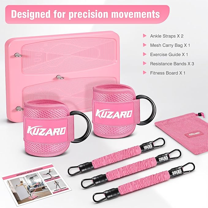 Glute Workout Equipment, Leg & Hip Exercise Equipment for Women, Resistance Bands with Ankle Straps & Exercise Board for Home Gym Fitness, Kickbacks, Hip Thrusts, Lower Body Training