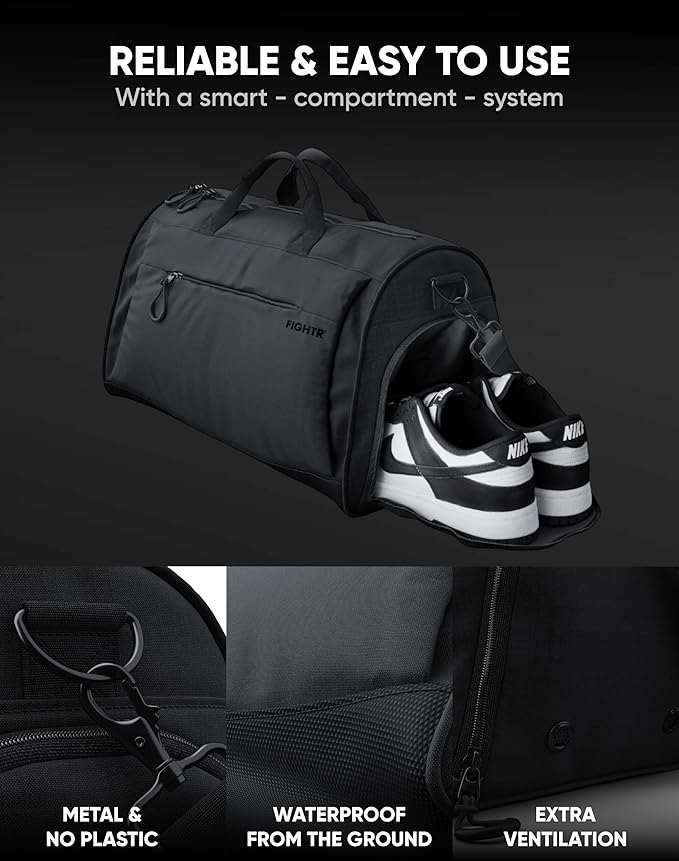FIGHTR® Sports bag & travel Duffel bag for men and women - with shoe compartment & wet compartment - bag for sports, fitness & travel