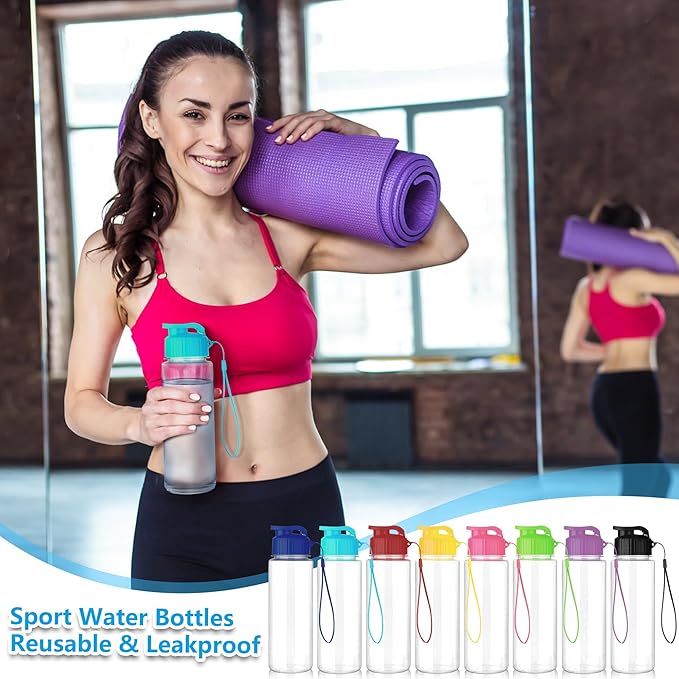 16 Pack Bulk Water Bottles-17oz Plastic Sports Water Bottles for Kids and Adults Leak Proof, Reusable for Gym Travel School Office, Multicolor