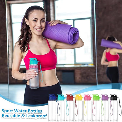 16 Pack Bulk Water Bottles-17oz Plastic Sports Water Bottles for Kids and Adults Leak Proof, Reusable for Gym Travel School Office, Multicolor