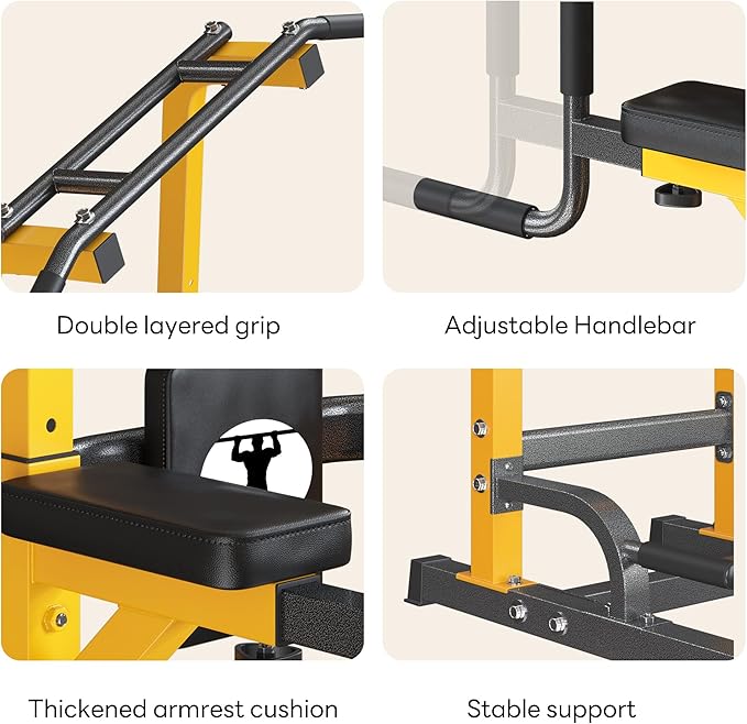 SogesPower Power Tower Pull Up Bar Station Multi-Function Pull Up Bar Stand for Home Gym, Adjustable Height Pull Up Dip Station Dip Bar Strength Training Fitness Equipment,Up to 500LBS