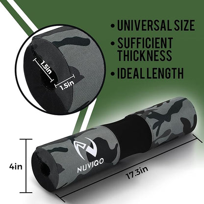 Barbell Squat Pad with Thick Foam and Nylon Padding - Neck & Shoulder Protective Pad Provides Support for Squats, Lunges & Hip Thrusts - Fits Olympic Standard Weightlifting Bar
