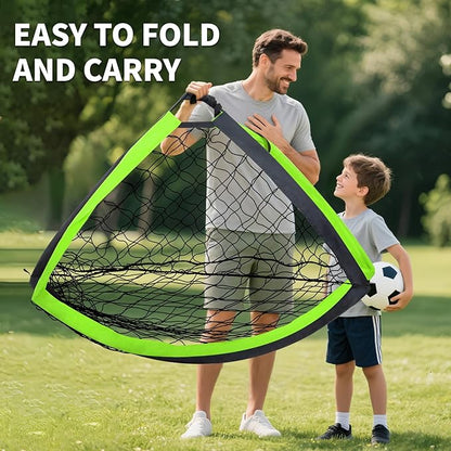 2 Set Kids Soccer Goals for Backyard with Training Equipment, Portable Foldable Practice Nets with Ball, Dice & Mat, Cones, Air Pump and Carry Bag for Toddler Youth Outdoor Sports Game