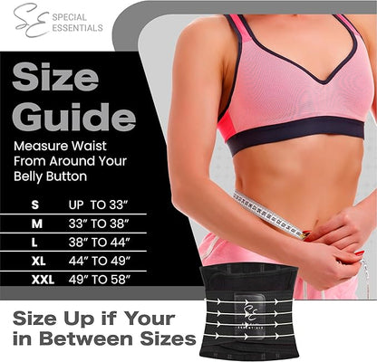 Special Essentials Waist Trainer for Women & Men Adjustable Sweat Band Waist Trimmer For Core Stability & Training Workouts