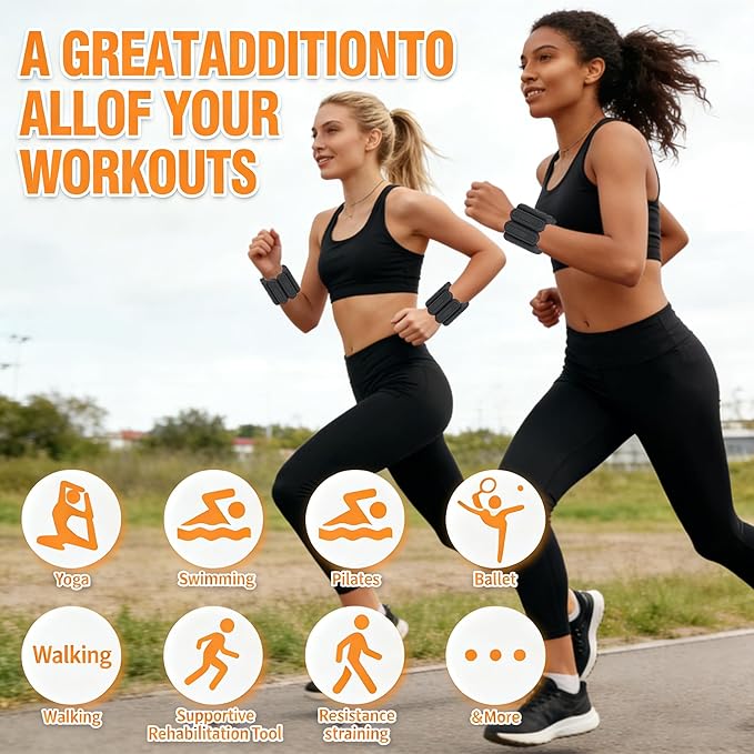 Wrist & Ankle Weights for Women Men, 1lb/2lb/4lb Set of 2 - Adjustable Wearable Weighted Bands, Waterproof Silicone Arm & Leg Weights for Pilates, Yoga, Walking, Dance, Home Workout & Gym