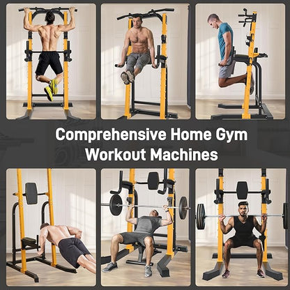 Outdoor Basic Power Tower, Pull Up Bar and Dip Station for Home Gym, 1500LBS Weight Capacity, Adjustable Height, Heavy Duty Steel Frame for Calisthenics, Strength Training Fitness Equipment