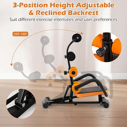 Goplus Ab Machine, Core Abdominal Trainer w/ 3-Position Adjustable Backrest, Foam Support, Ab Trainer Sit Up Bench Chair Ab Rocket Exercise Equipment for Home Gym Full-Body Workout