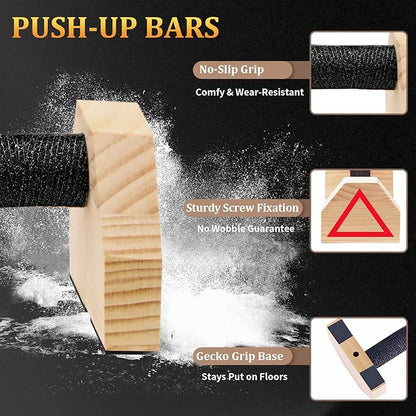 Push-up Stand, 2 PCS Wood Pushup Bars Non-Slip Base Exercise Home Workout Equipment, Wooden Parallettes Handle Stands Grip for Men Strength Training, Planks Calisthenics