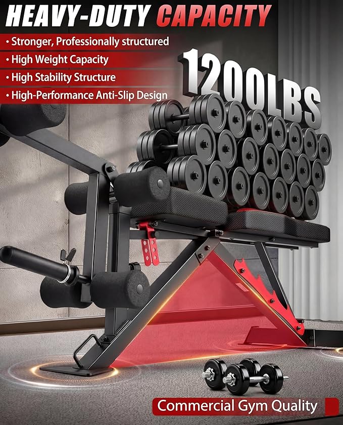OPPSDECOR 1200LBS Workout Bench with Leg Extension/Leg Curl, Adjustable Weight Bench for Home Gym, Heavy Duty Workout Bench for Full Body Workouts, Incline/Flat Bench Press Set for Strength Training