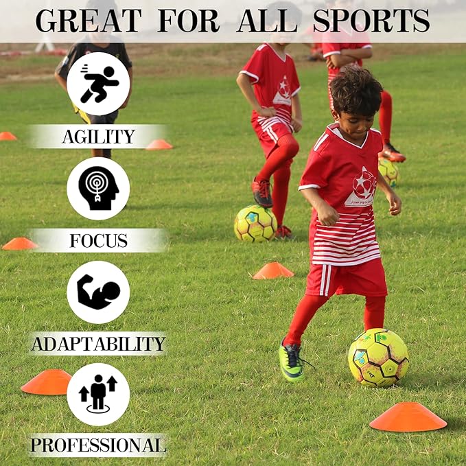 Soccer Cones 15/25/30/50 Pack with Mesh Bag & Strap-Soccer Cones for Sports Training, Football, Basketball,Running Drills-Agility Cones for Indoor and Outdoor Games