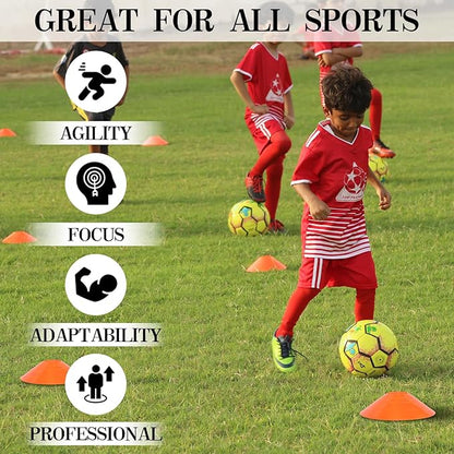 Soccer Cones 15/25/30/50 Pack with Mesh Bag & Strap-Soccer Cones for Sports Training, Football, Basketball,Running Drills-Agility Cones for Indoor and Outdoor Games