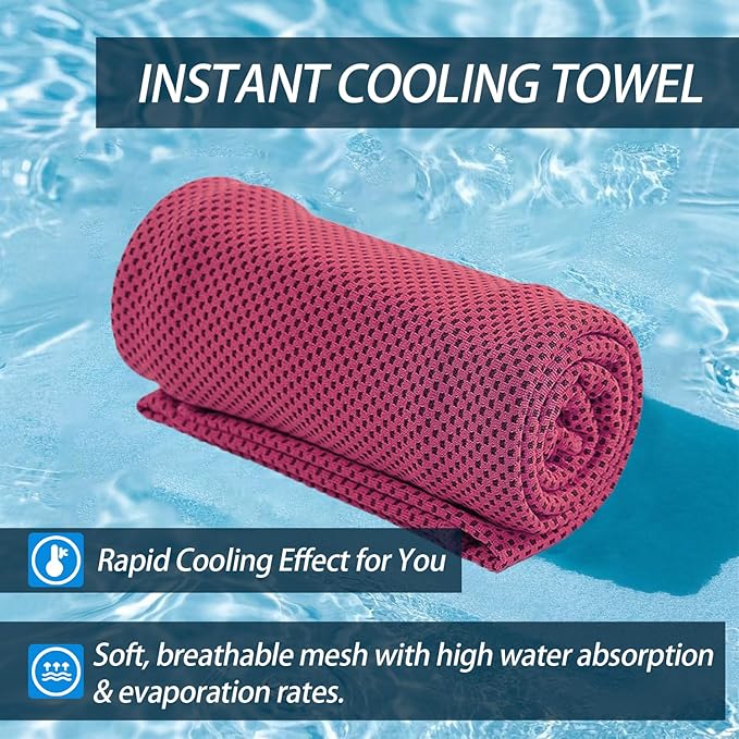 4-Pack Menjo Outdoors Cooling Towels for Neck & Face. Quick-Dry Workout Towels, Sweat-Wicking for Yoga, Gym, Running and Outdoors. Reusable Cooling Towel for Men & Women and Great for Hot Weather.