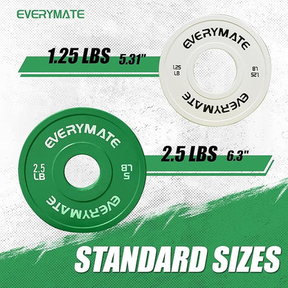 EVERYMATE Change Weight Plates 1.25LB 2.5LB 5LB Set Fractional Plate Olympic Bumper Plates for Cross Training Bumper Weight Plates Steel Insert Strength Training Weight Plates
