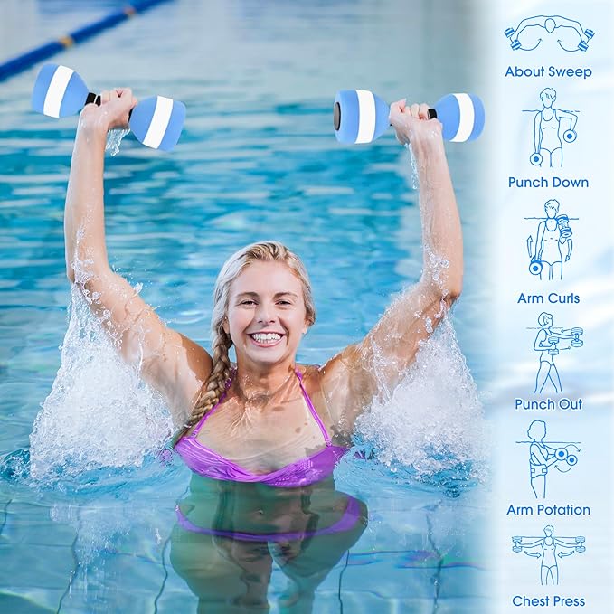 Aquatic Dumbbells, 2PCS EVA Foam Water Weights, Aquatic Exercise Dumbbells for Adults Youth Women Water Workouts Tools